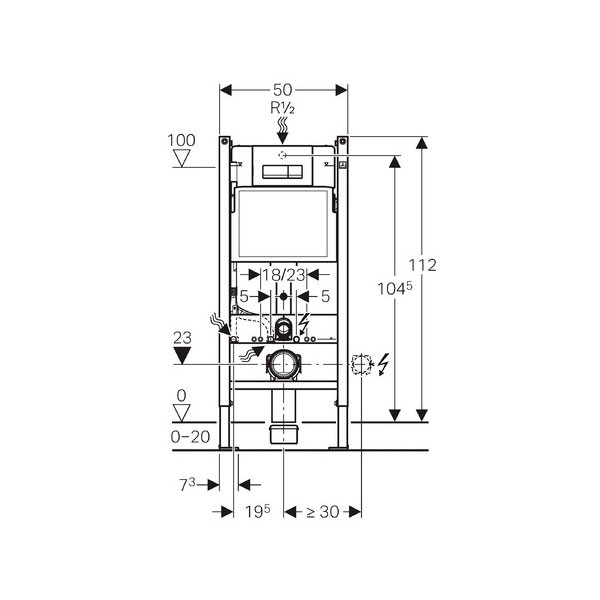 Инсталляция Geberit Duofix, H112, с клавишей Delta51, хром глянцевый