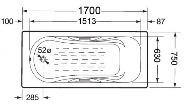 Чугунная ванна Roca Malibu 170х75